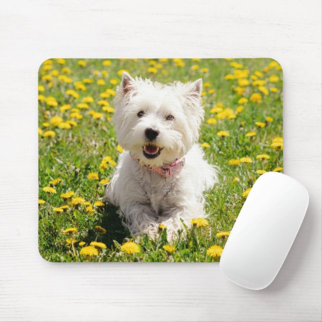 Cutest Baby Animals | Westie Dog in Dandelions Mouse Mat (With Mouse)