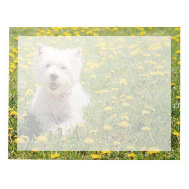Cutest Baby Animals | Westie Dog in Dandelions Notepad (Front)