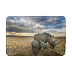 Cutest Baby Animals White Rhino & Calf Bath Mat