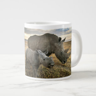 Cutest Baby Animals   White Rhino & Calf Large Coffee Mug