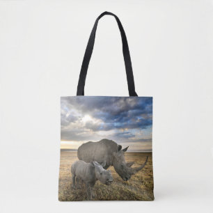 Cutest Baby Animals   White Rhino & Calf Tote Bag