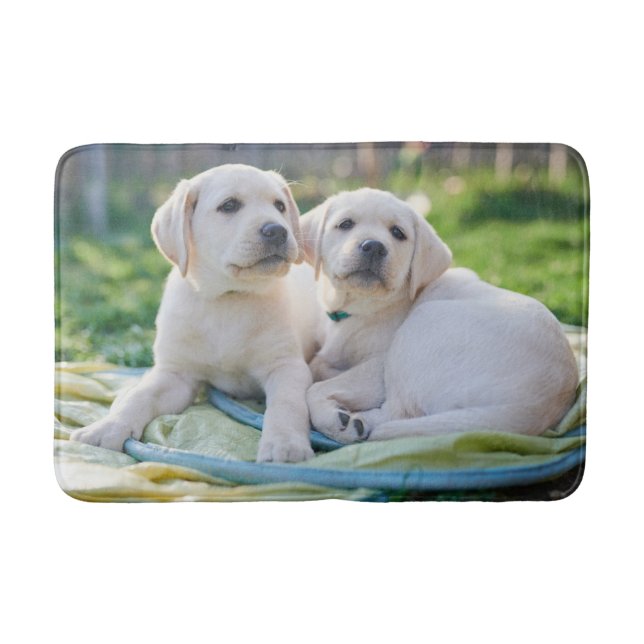Cutest Baby Animals | Yellow Labrador Retrievers Bath Mat (Front)