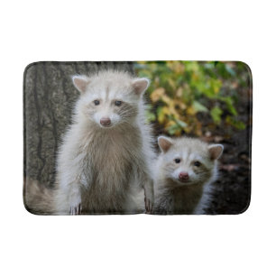 Cutest Baby Animals Young Blonde Raccoons Bath Mat