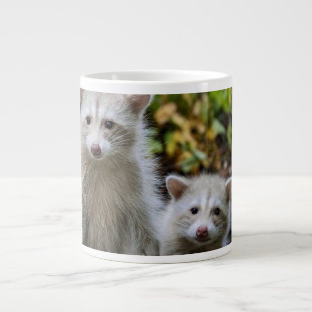 Cutest Baby Animals | Young Blonde Raccoons Large Coffee Mug (Front)