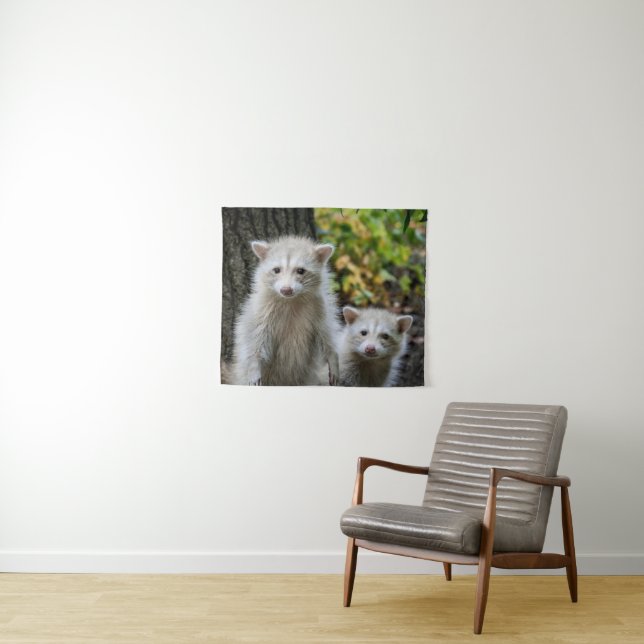 Cutest Baby Animals | Young Blonde Raccoons Tapestry (In Situ (Horizontal))