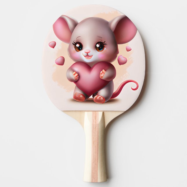 Cutest Baby Mouse with Valentine's Heart  Ping Pong Paddle (Front)