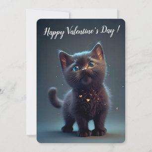 Cutest Black Kitten Valentine's Day Invitation