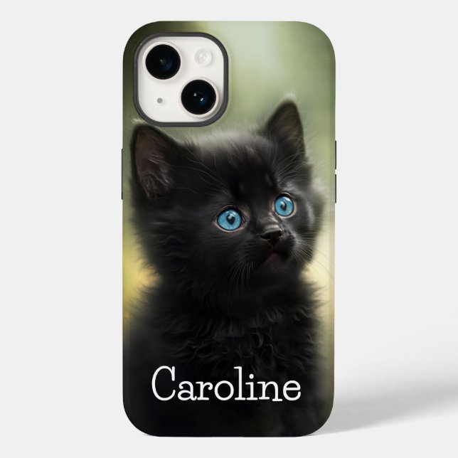Cutest Black Kitten With Blue Eyes, Customisable Case-Mate iPhone Case (Back)