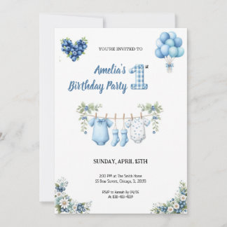 CUTEST BLUE BIRTHDAY PARTY Invitation