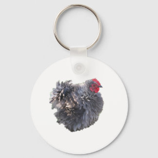 Cutest Blue Frizzle Cochin Bantam Rooster Chicken Key Ring