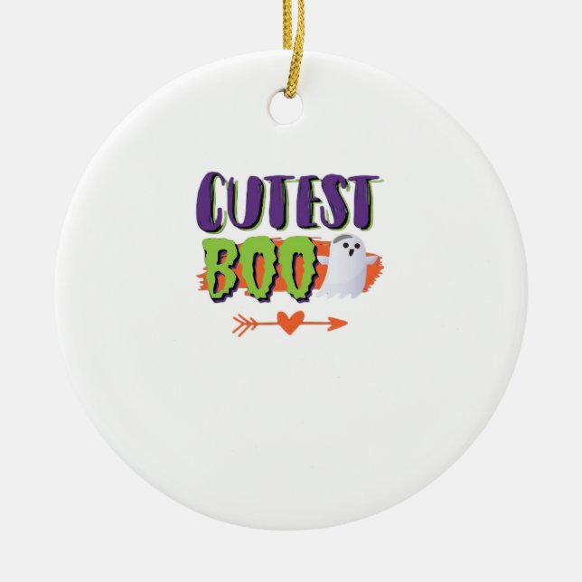 Cutest Boo Halloween Funny Casual Ceramic Tree Decoration (Front)