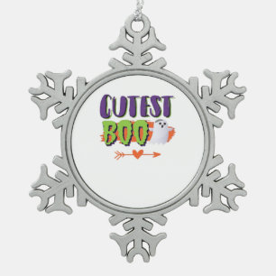 Cutest Boo Halloween Funny Casual Snowflake Pewter Christmas Ornament