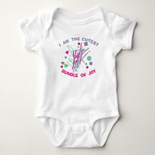 Cutest Bundle of Joy Pink Purple Teal Shapes Lines Baby Bodysuit