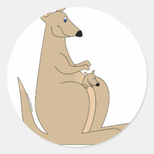 Cutest cartoon kangaroo with baby gifts and tees! classic round sticker