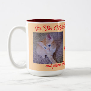 Cutest Cat Photo, Hearts & Humor Text, Smile Two-Tone Coffee Mug