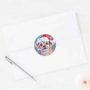 Cutest Christmas doggie ever! Classic Round Sticker