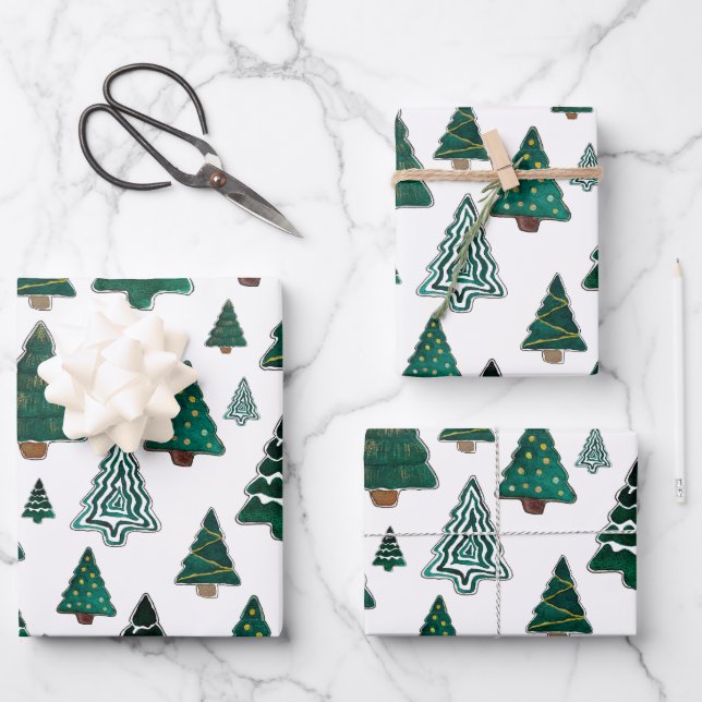 Cutest Christmas Tree Gift Wrap - 3 Paper Sheets (Front)