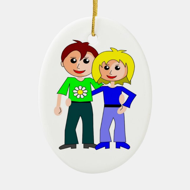 CUTEST COUPLE CERAMIC TREE DECORATION (Front)