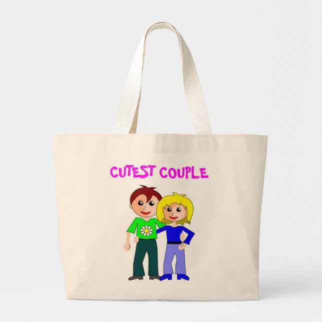 CUTEST COUPLE LARGE TOTE BAG (Front)