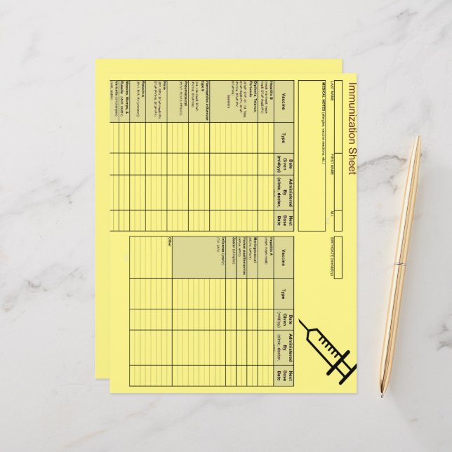 Cutest Creature Immunisation Records-Horizontal (Front/Back In Situ)