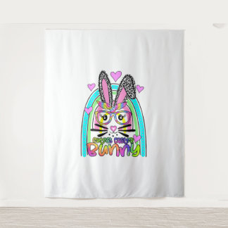 Cutest Easter Bunny Face Leopard Rainbow Happy Tapestry
