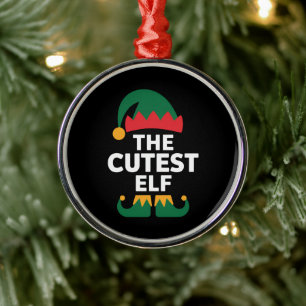 Cutest Elf Matching Family Christmas Metal Tree Decoration