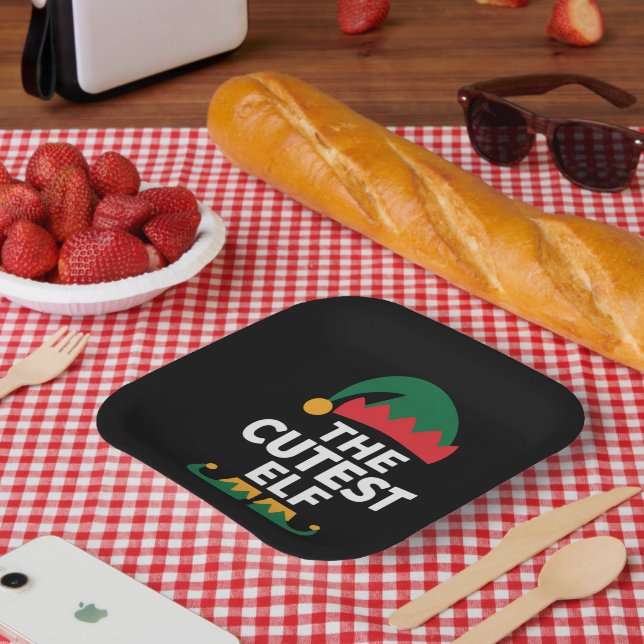 Cutest Elf Matching Family Christmas  Paper Plate (Picnic)
