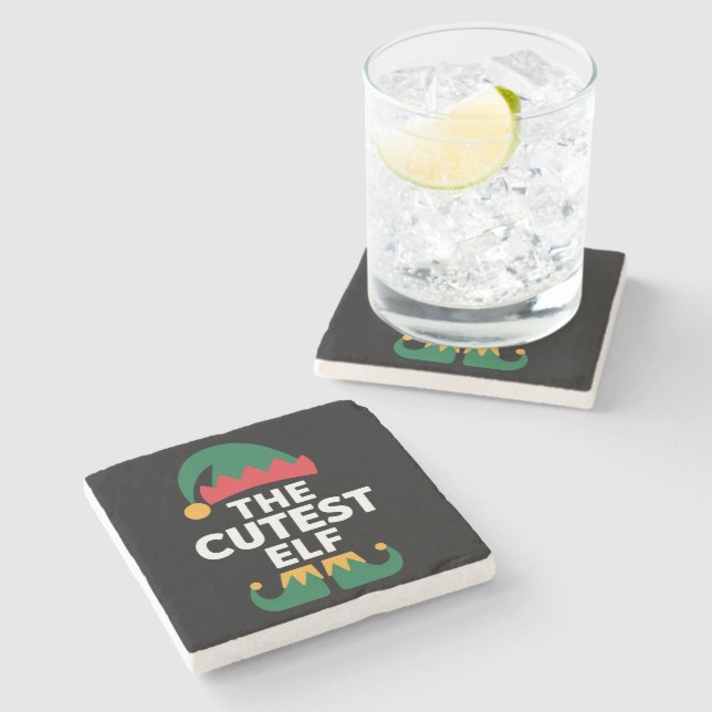 Cutest Elf Matching Family Christmas  Stone Coaster (Side)