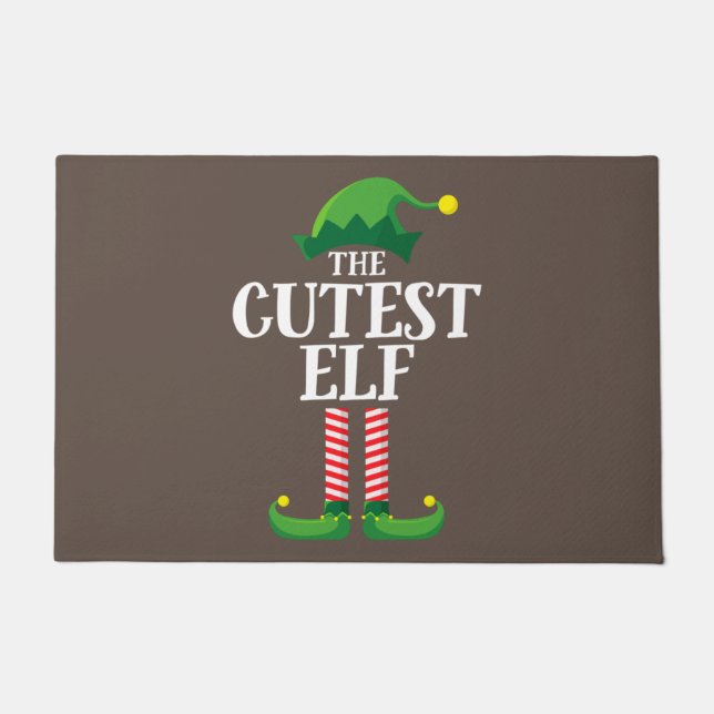 Cutest Elf Matching Family Group Christmas Party Doormat (Front)
