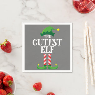 Cutest Elf Matching Family Group Christmas Party Napkin