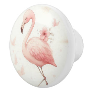 Cutest Flamingo Flock Ceramic Knob