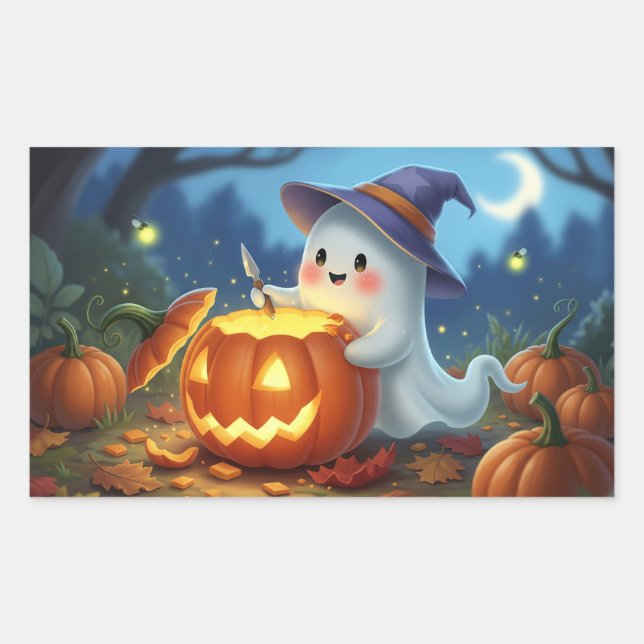 Cutest Ghost Halloween Rectangle Stickers (Front)