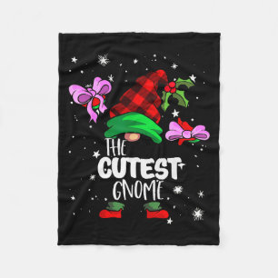 Cutest Gnome Red Buffalo Plaid Matching Family Chr Fleece Blanket