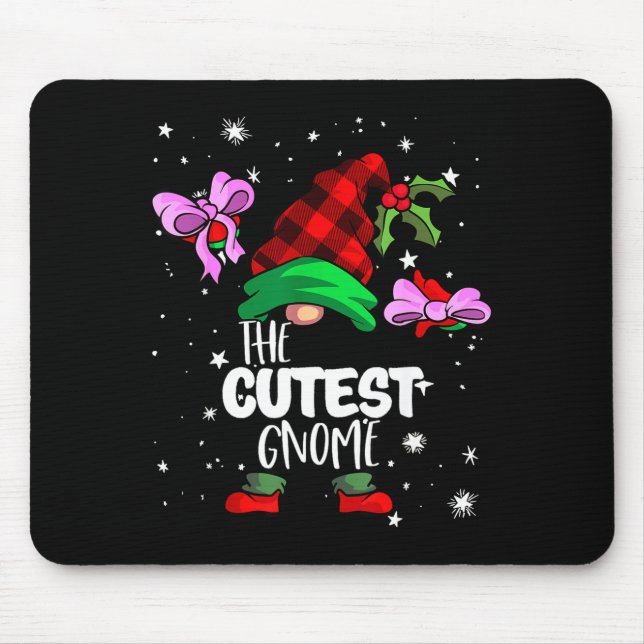 Cutest Gnome Red Buffalo Plaid Matching Family Chr Mouse Mat (Front)