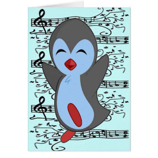 Cutest Happy Penguin Dancing to the music notes (Front)