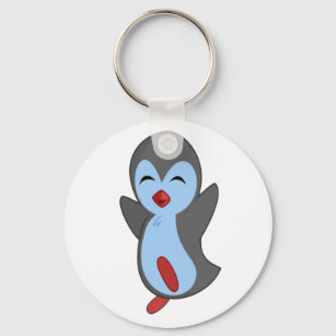 Cutest Happy Penguin Dancing to the music notes Key Ring