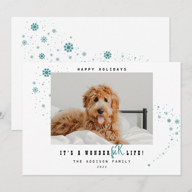 Cutest It's A WonderFUR Life Pet Photo Christmas  Holiday Card (Front/Back)