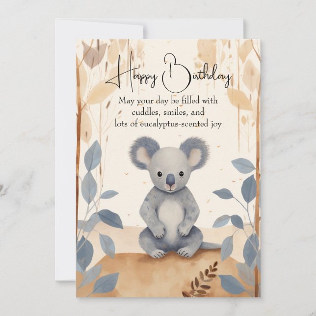 Cutest Koala Birthday Card (Front)