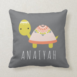 Cutest Little Boho Turtle Name Modern Cushion