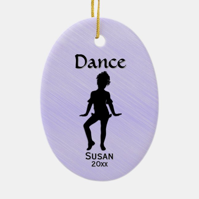 Cutest Little Dancer Lavender Name / Date Ceramic Tree Decoration (Back)