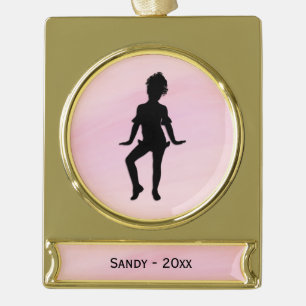 Cutest Little Dancer Name Year Gold Plated Banner Ornament