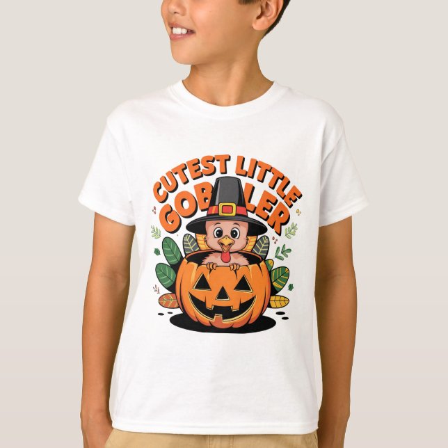 Cutest Little Gobbler Baby Thanksgiving Shirt (Front)