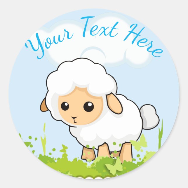 Cutest Little Lamb Classic Round Sticker (Front)