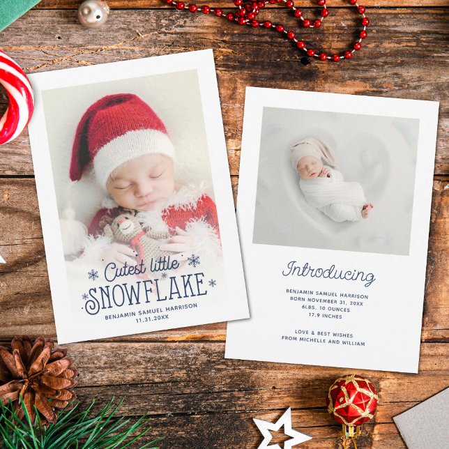Cutest little snowflake photo birth announcement (Creator Uploaded)