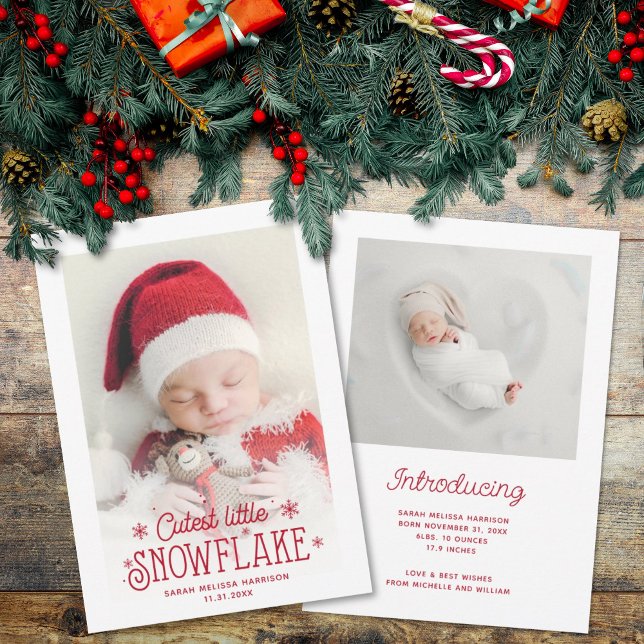 Cutest little snowflake photo birth announcement (Creator Uploaded)