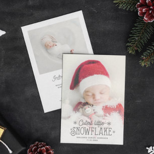 Cutest little snowflake photo birth announcement