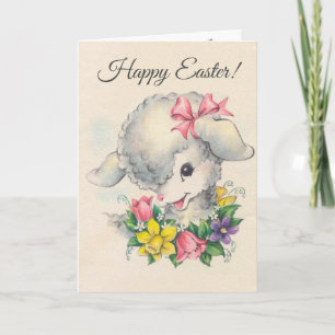 Cutest Little Vintage Easter Lamb Ever Holiday Card