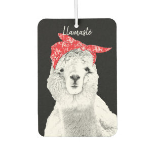 Cutest Llama Ever Wearing a Red Bandanna Car Air Freshener