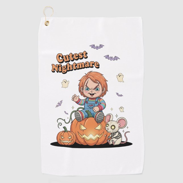 Cutest Nightmare Chucky Halloween Golf Towel (Front)