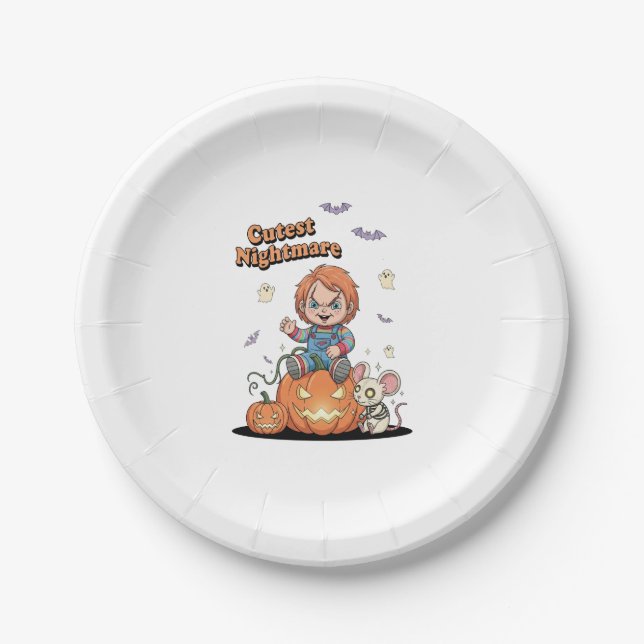 Cutest Nightmare Chucky Halloween Paper Plate (Front)